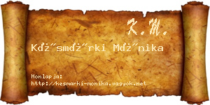 Késmárki Mónika névjegykártya